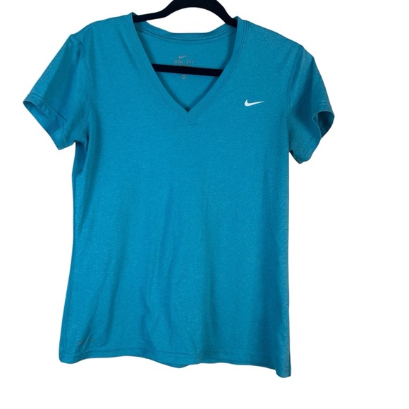 Nike DriFit Aqua Blue Short Sleeve Tee Size Medium - Picture 1 of 6